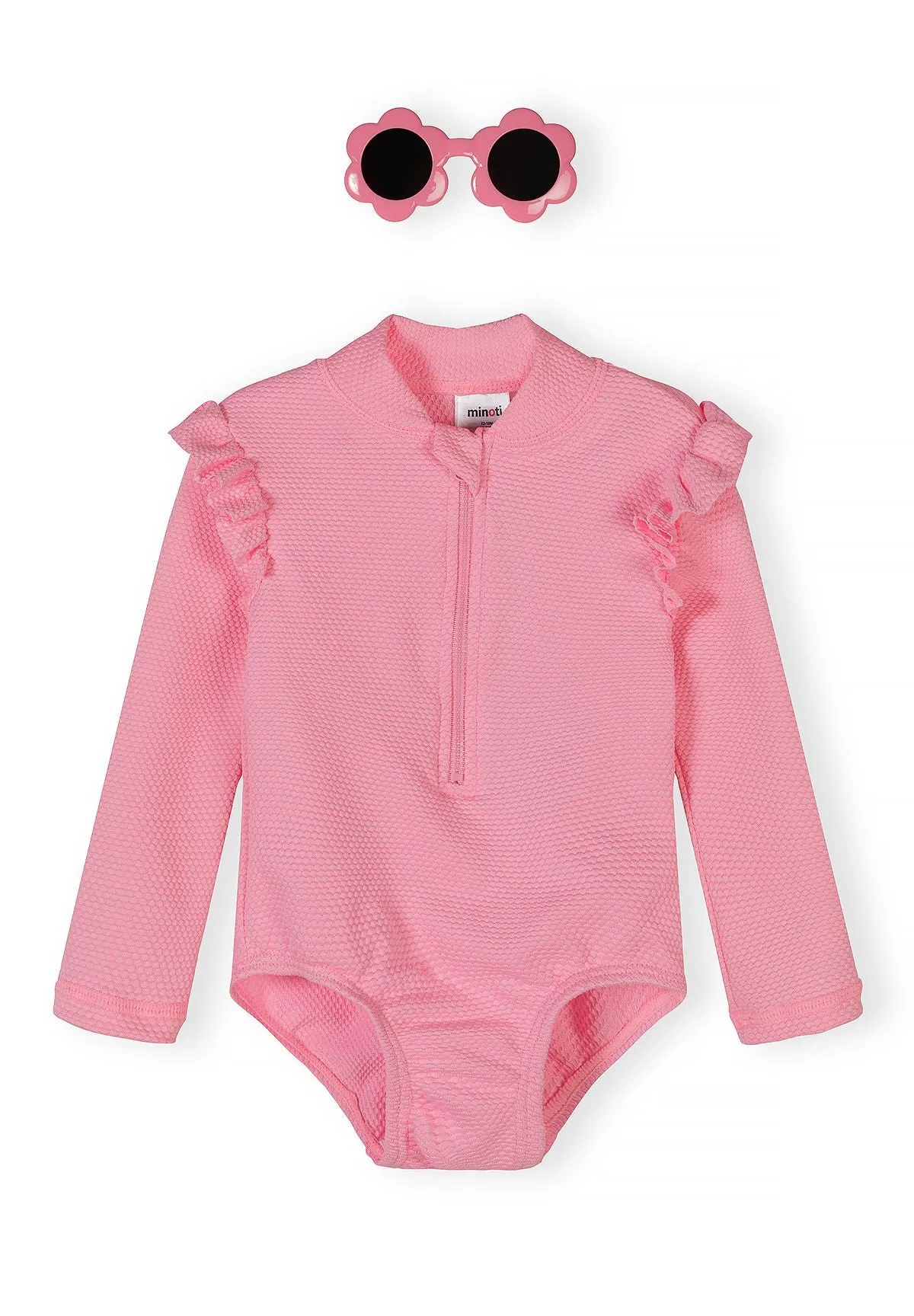 Minoti 44456 badedragt rosa flæse langærmet