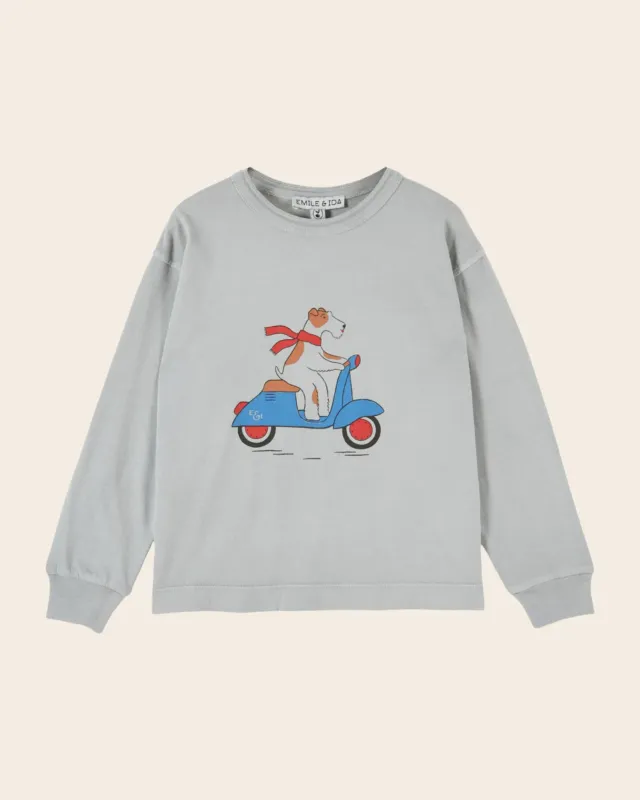 Emile et Ida Chien scooter t-shirt grå langærmet