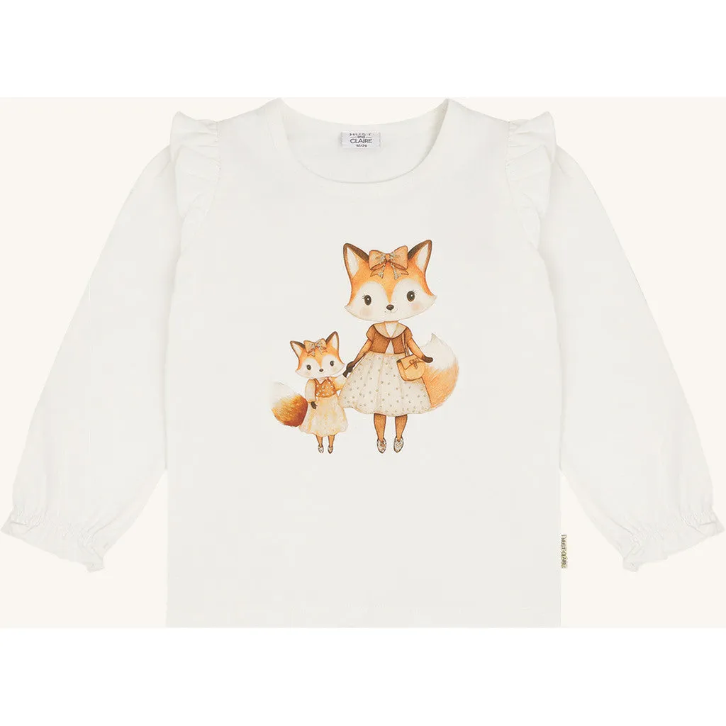 Hust & Claire Alma Fox langærmet t-shirt ivory glimmer