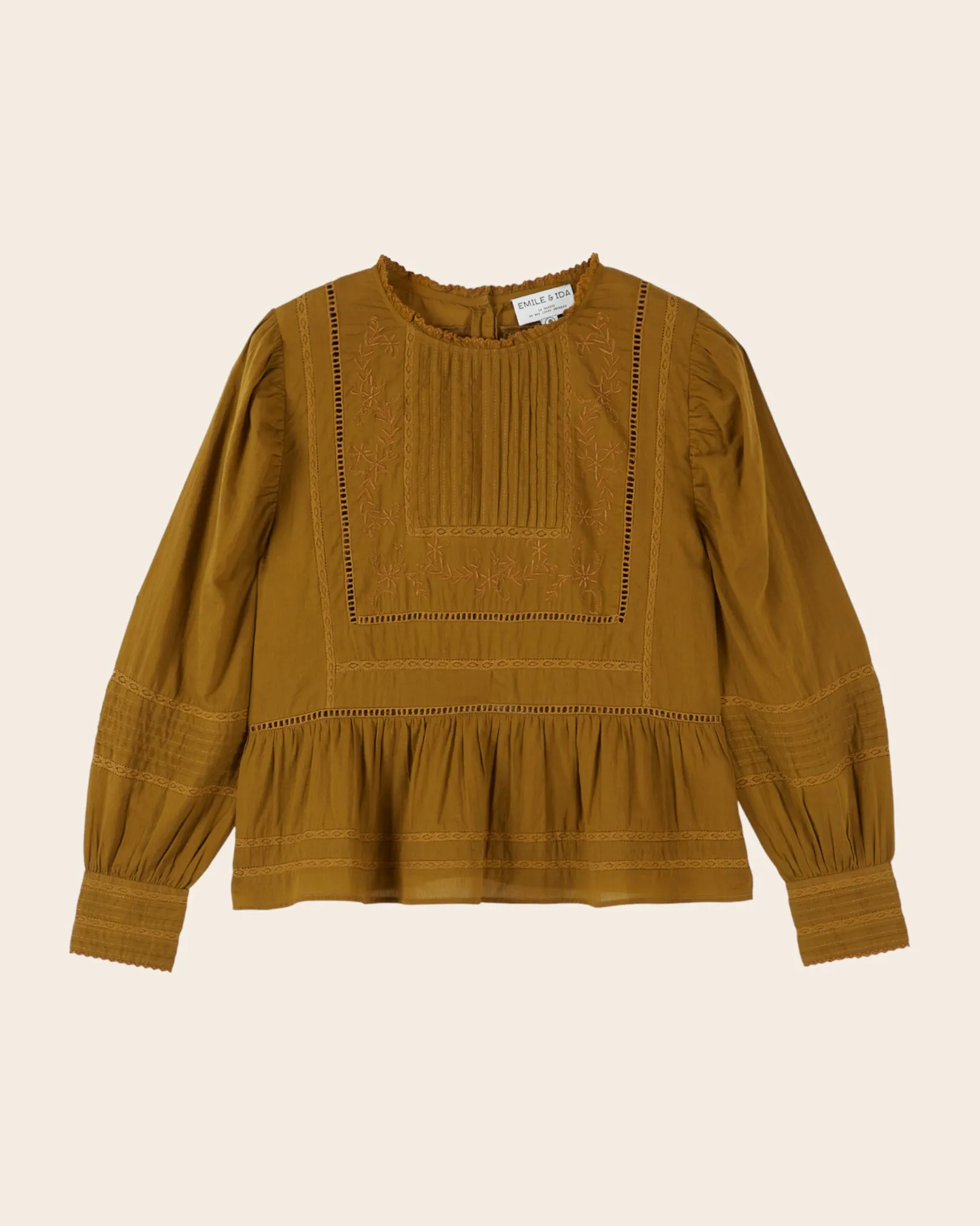 Emile et Ida Eglantine bluse oliven broderi løs