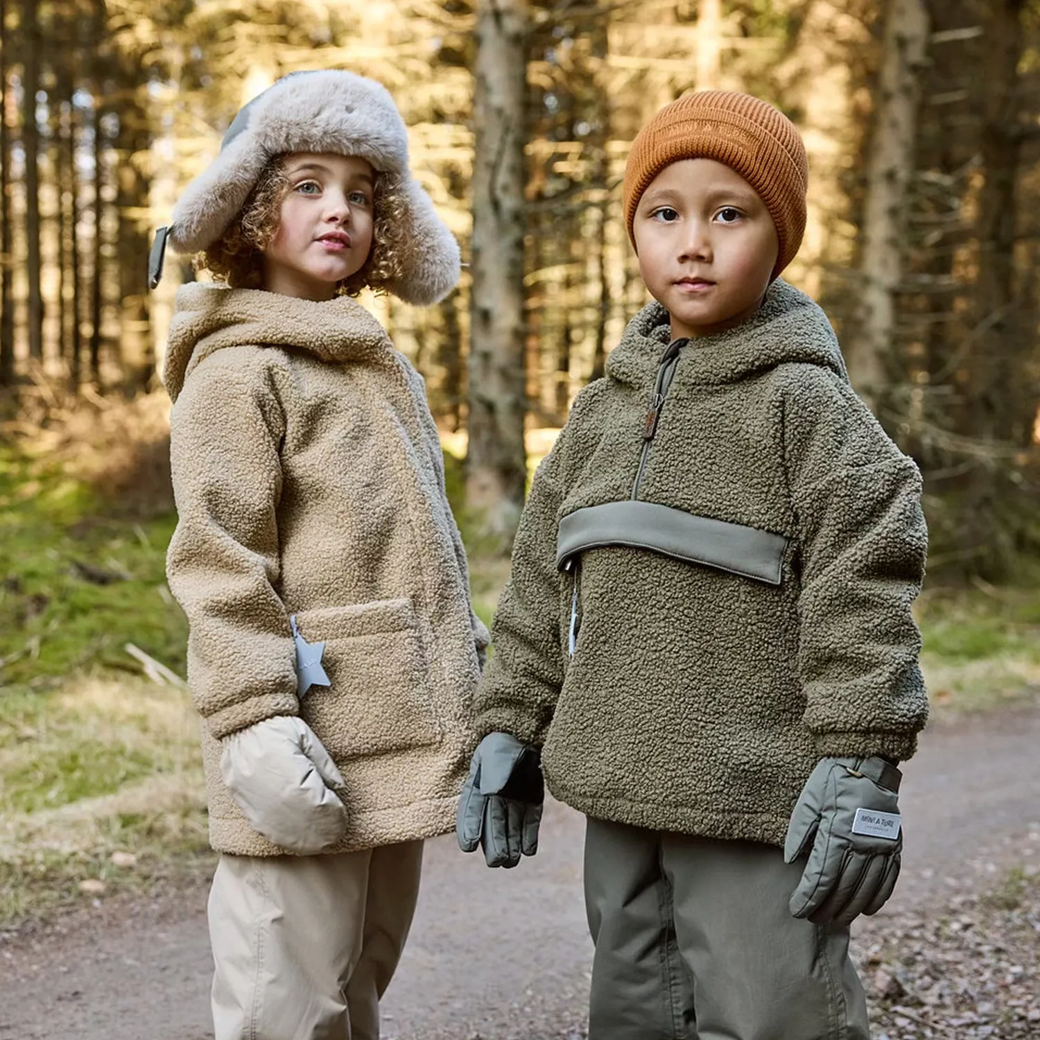 MINI A TURE MATCAYKAS sherpa jakke Travertine beige vandtæt