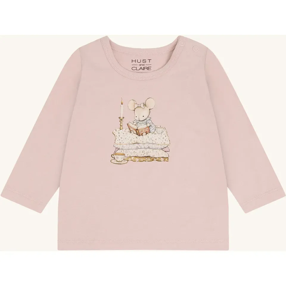 Hust & Claire Anna Mouse langærmet T-shirt Hushed Pink økologisk bomuld