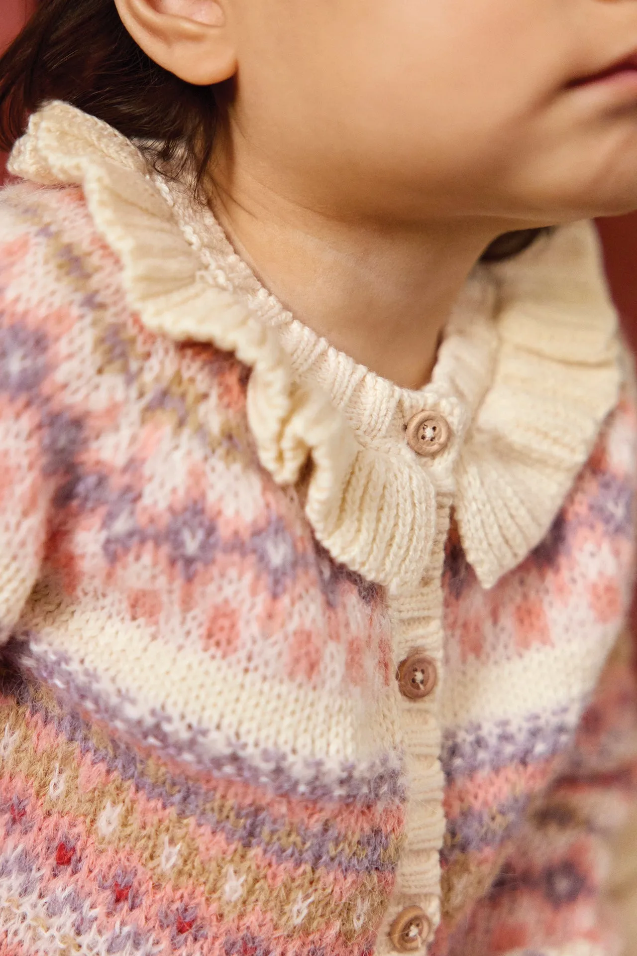 Bonton Papillon sæt milk jacquard uld