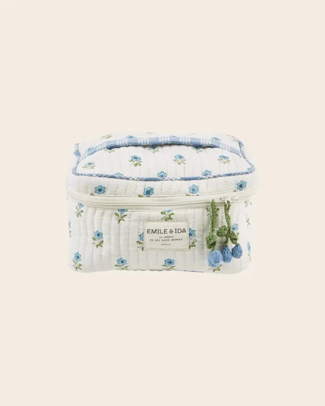 Emile et Ida Fleuri écru et bleu vanitytaske blomstret