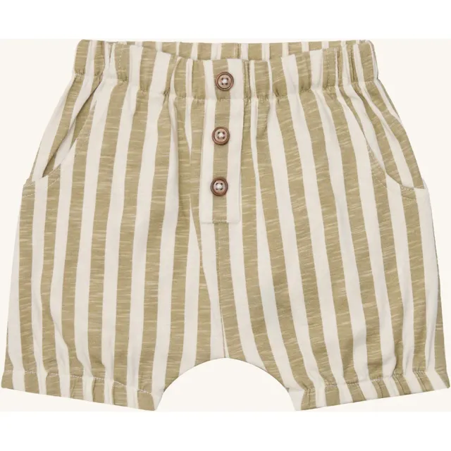 Hust & Claire Halvor Striped shorts green bone økologisk
