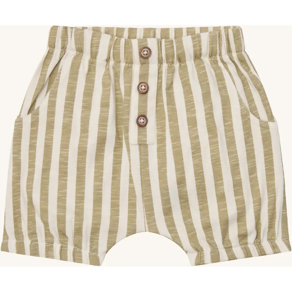 Hust & Claire Halvor Striped shorts green bone økologisk