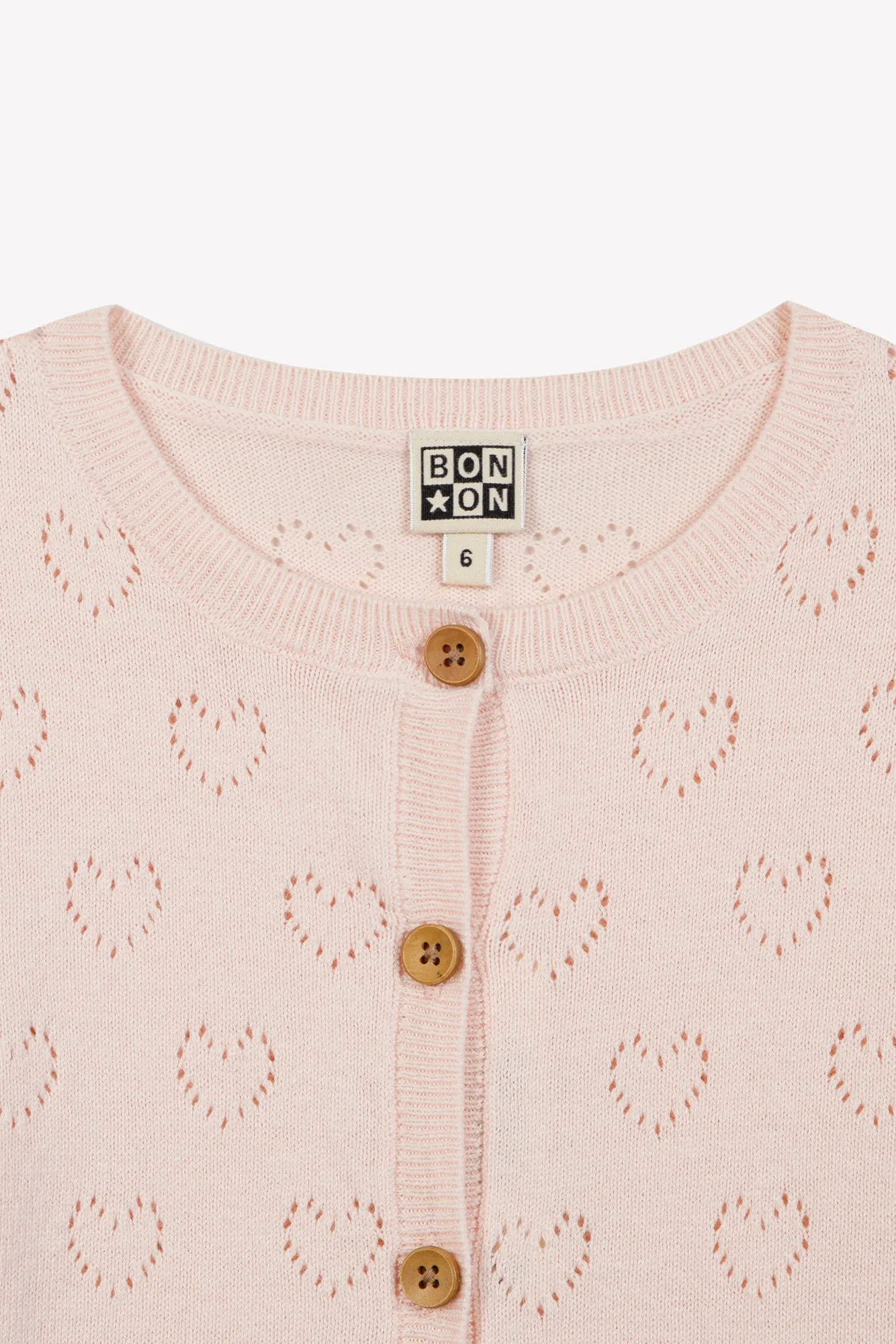 Bonton Lilou cardigan lyserød hjerter bomuld
