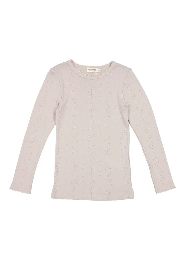 MarMar Tamra T-shirt Soft Dove uld pointelle