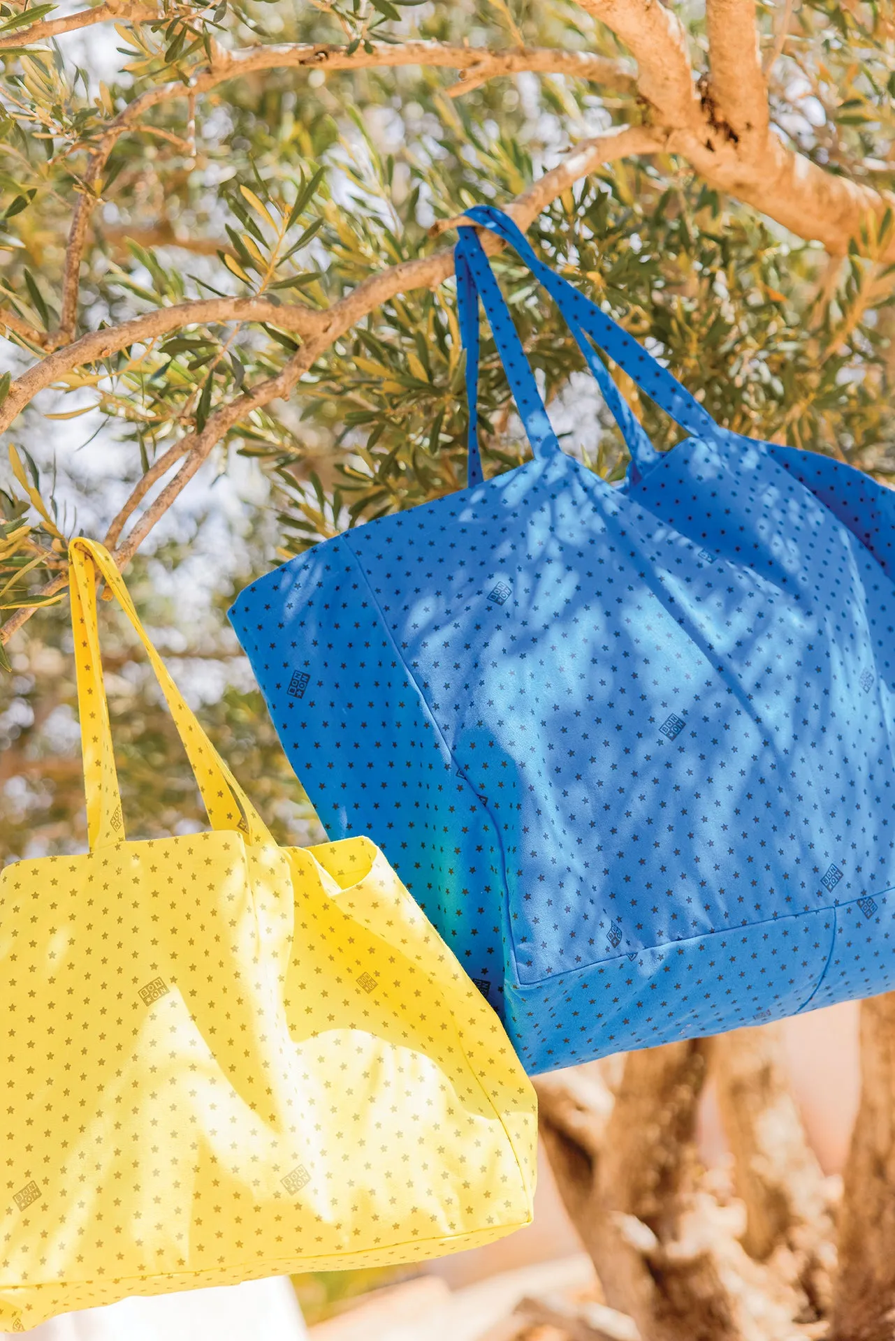 Bonton Jo shopper stor blå vif stjernet