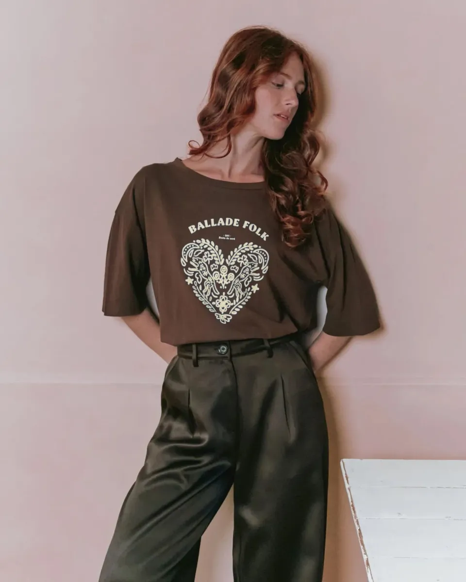 Emile et Ida Ballade Folk t-shirt brun hjerte