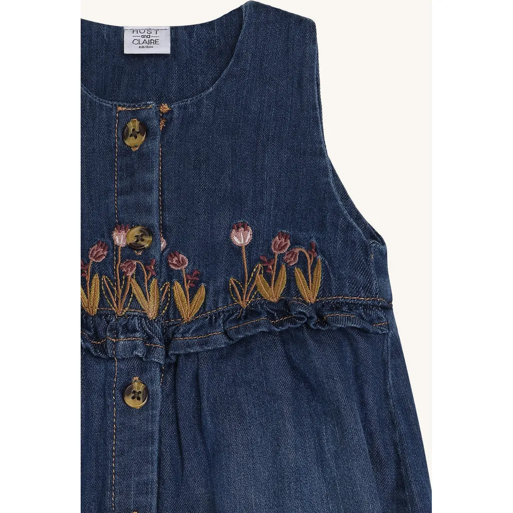 Hust & Claire Magdalena smækbukser Blue Denim blomst