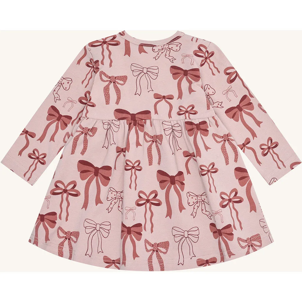 Hust & Claire HCKis Bows babykjole Adobe Rose bomuld
