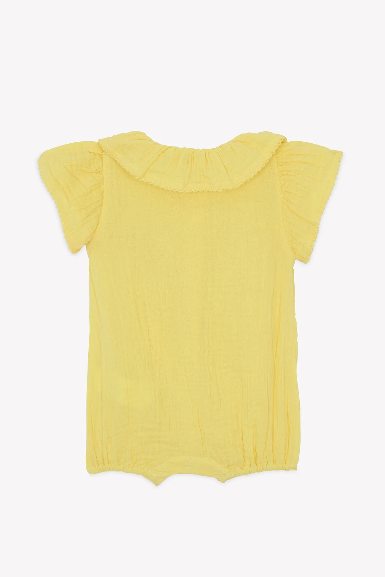 Bonton Norma dragt gul flæsekrave broderi