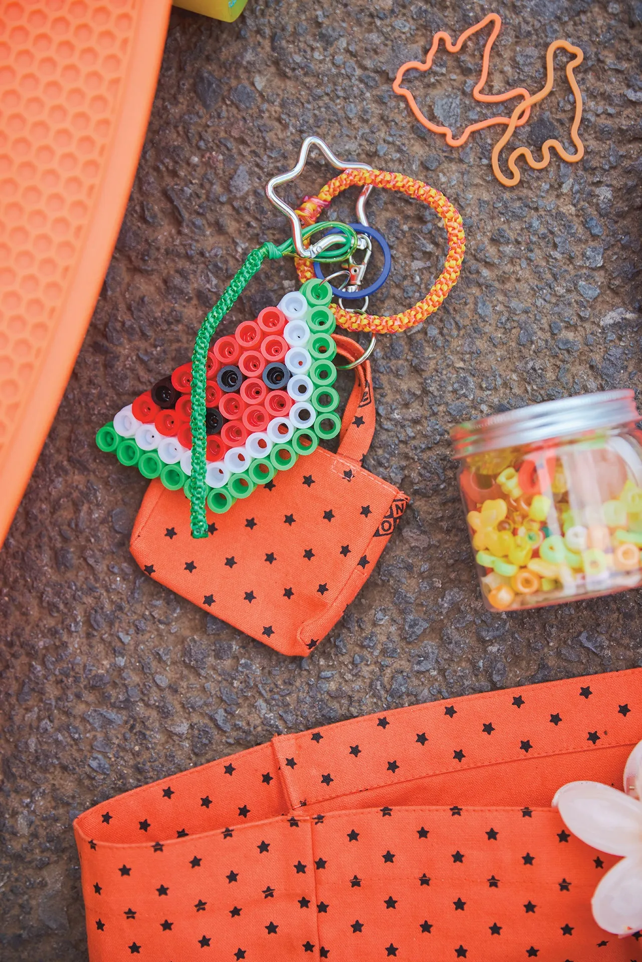 Bonton Cabas Orange Vif nøglering mini tote