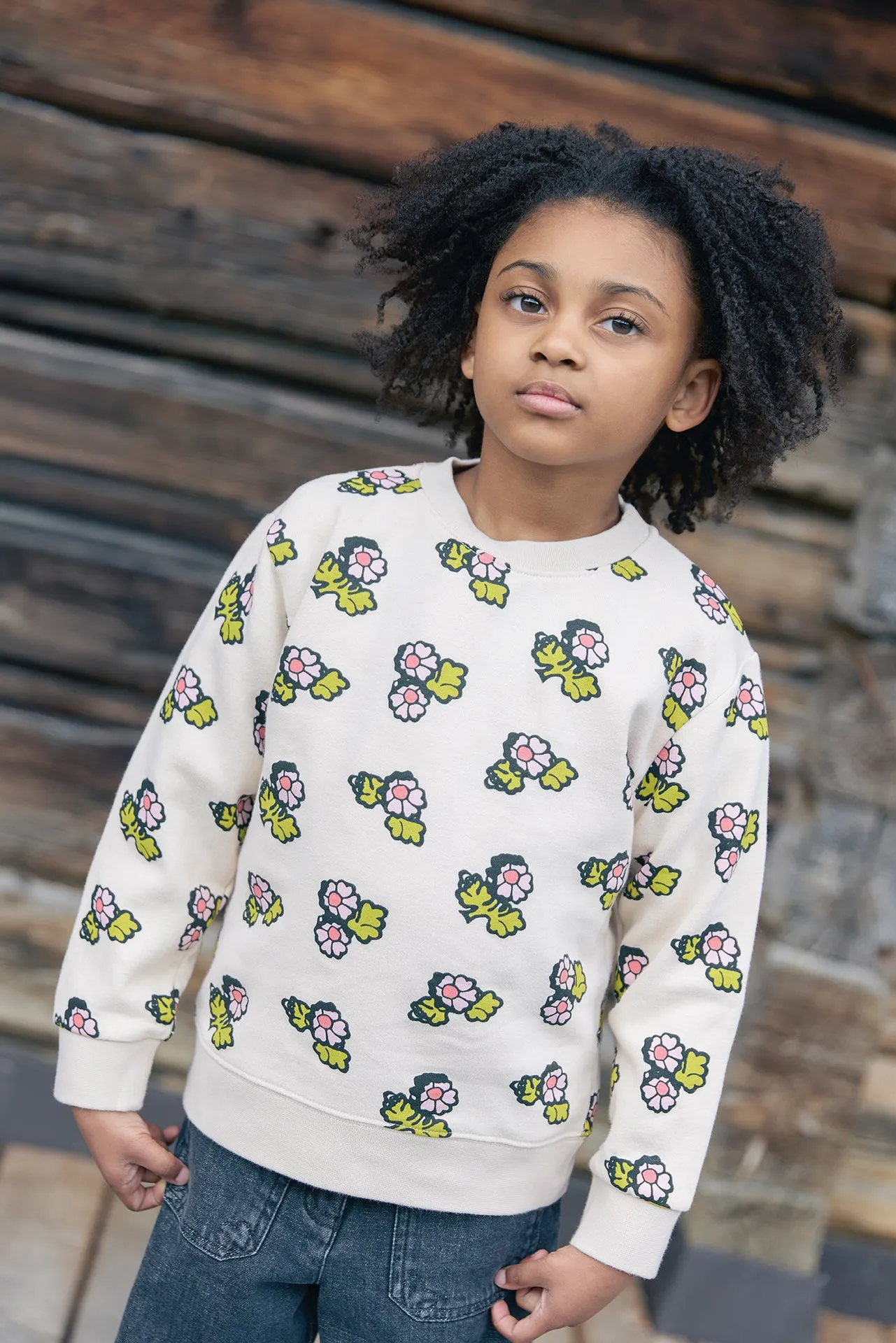 Bonton Smile Faroe sweatshirt lyserød blomst bomuld