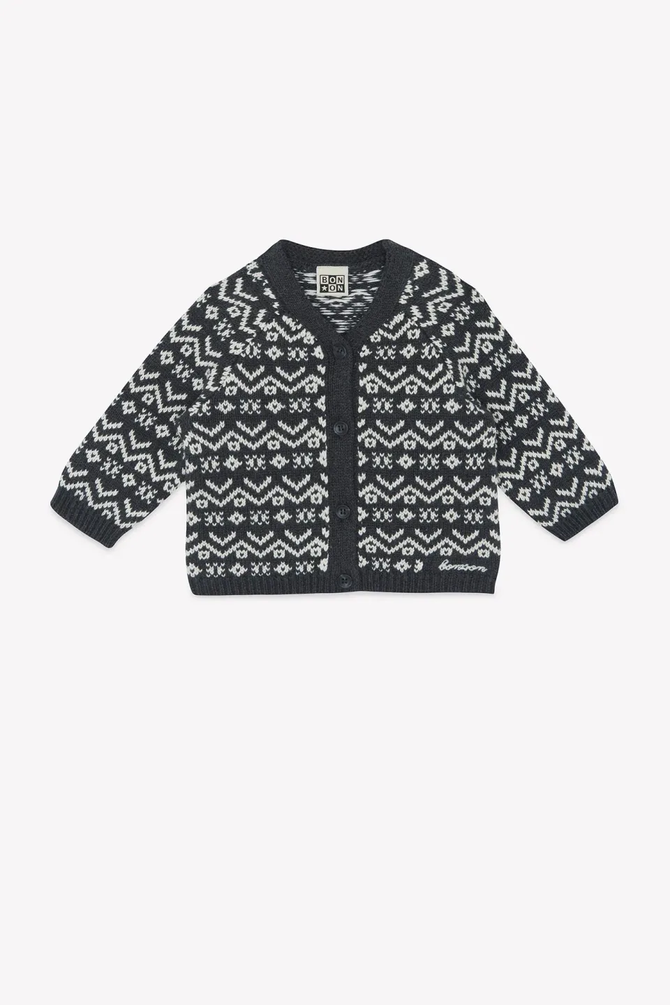 Bonton Mozza Carbone cardigan baby lynlås bomuld