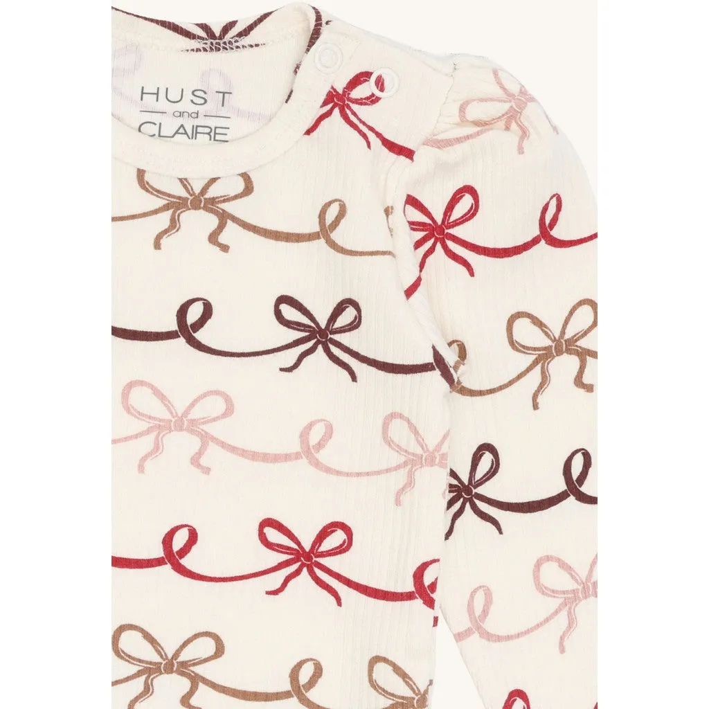 Hust & Claire Britt Bow bodystocking Sugar økologisk