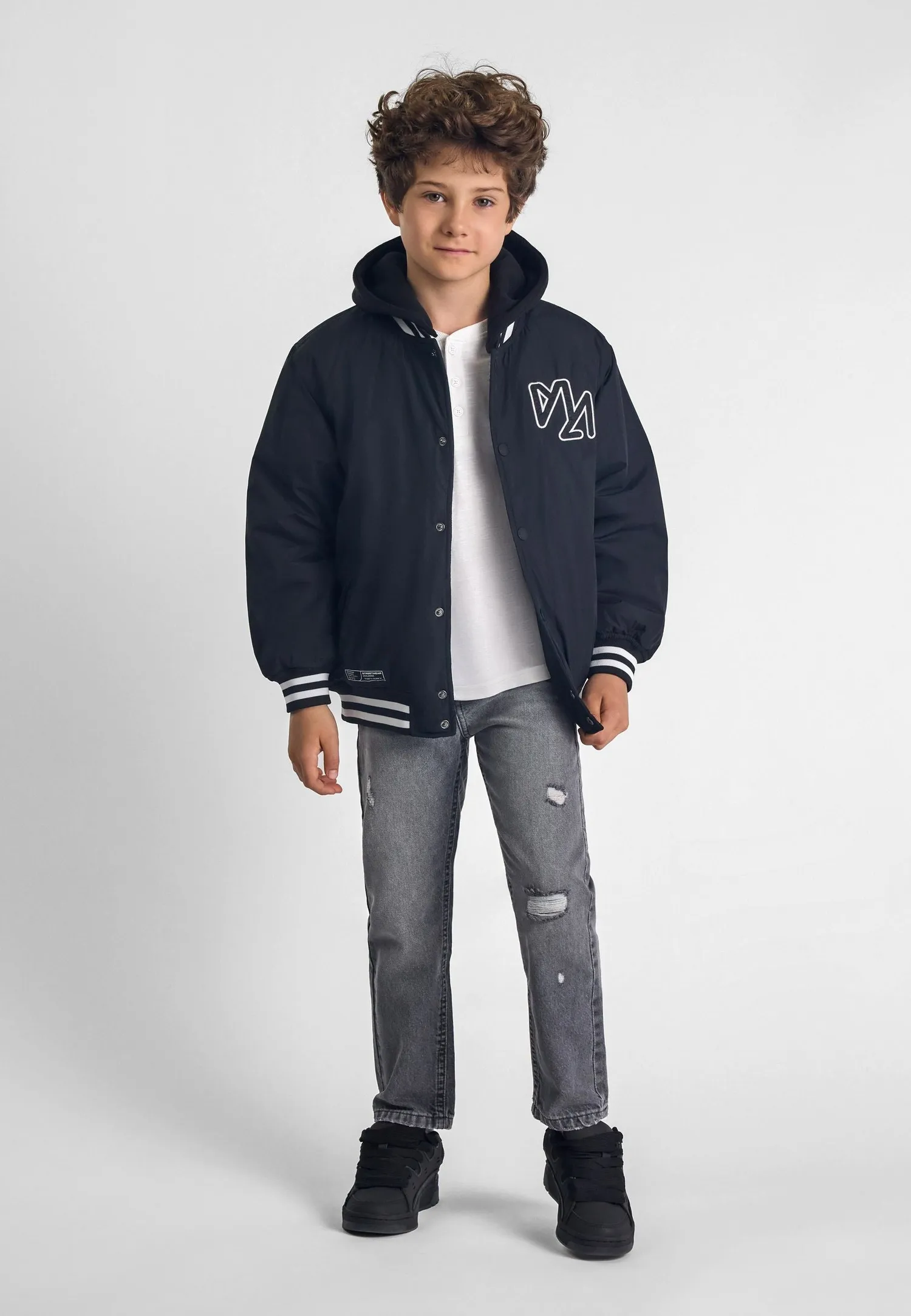 Minoti 43835 jeans grå used-look til drenge