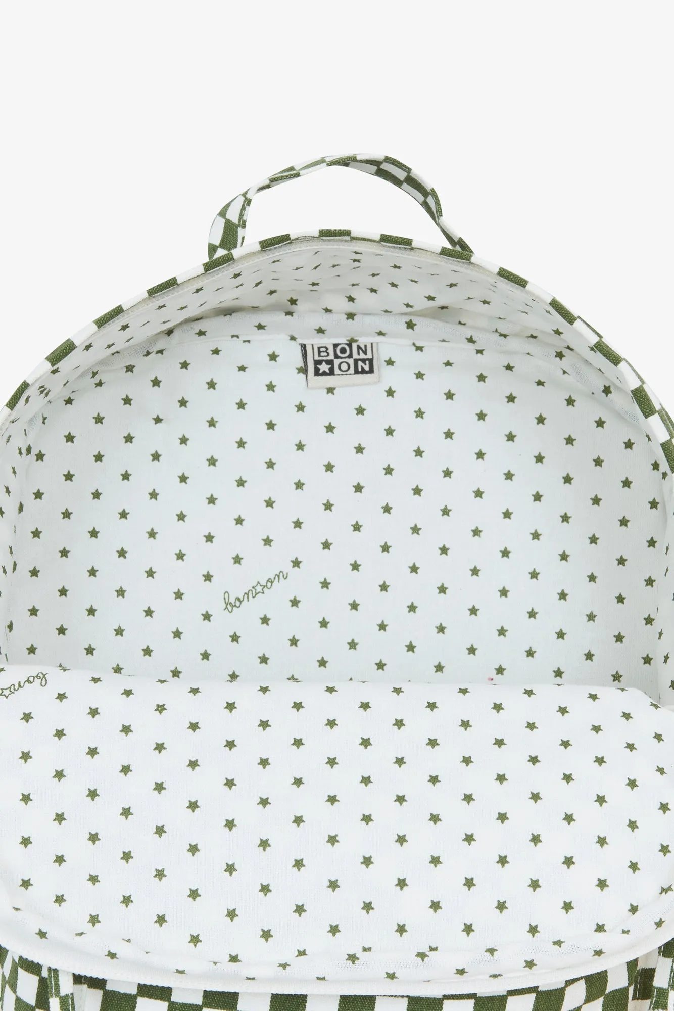 Bonton Damier Vert rygsæk TU grøn ternet bomuld