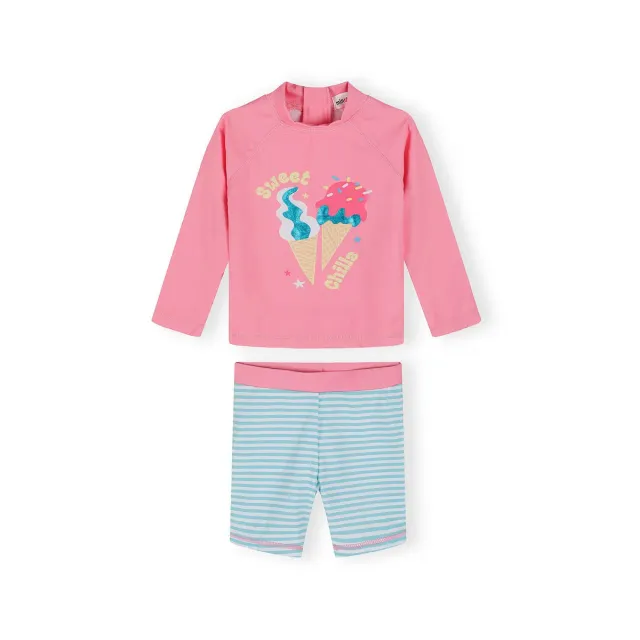 Minoti 44457 badesæt til piger rosa is-print polyester
