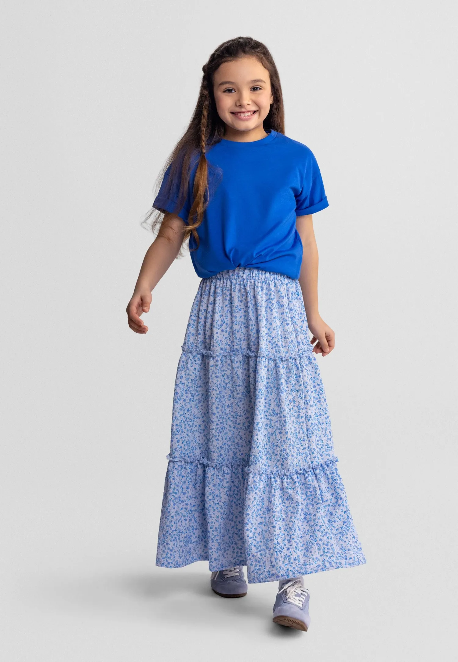 Minoti 44663 maxinederdel blaa blomst piger