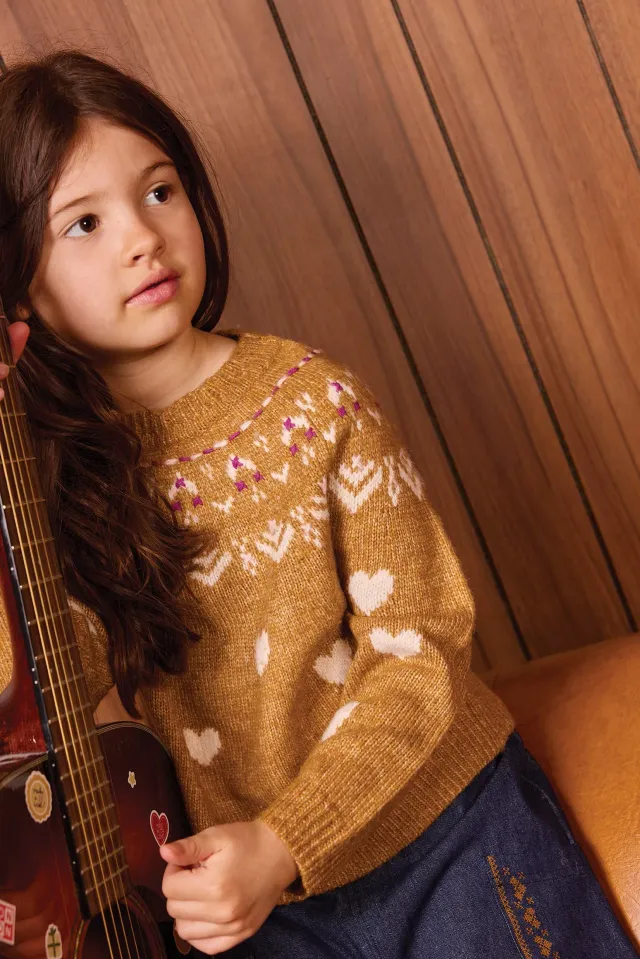 Bonton Pastel Nuts Jacquard striktrøje uld 6 år