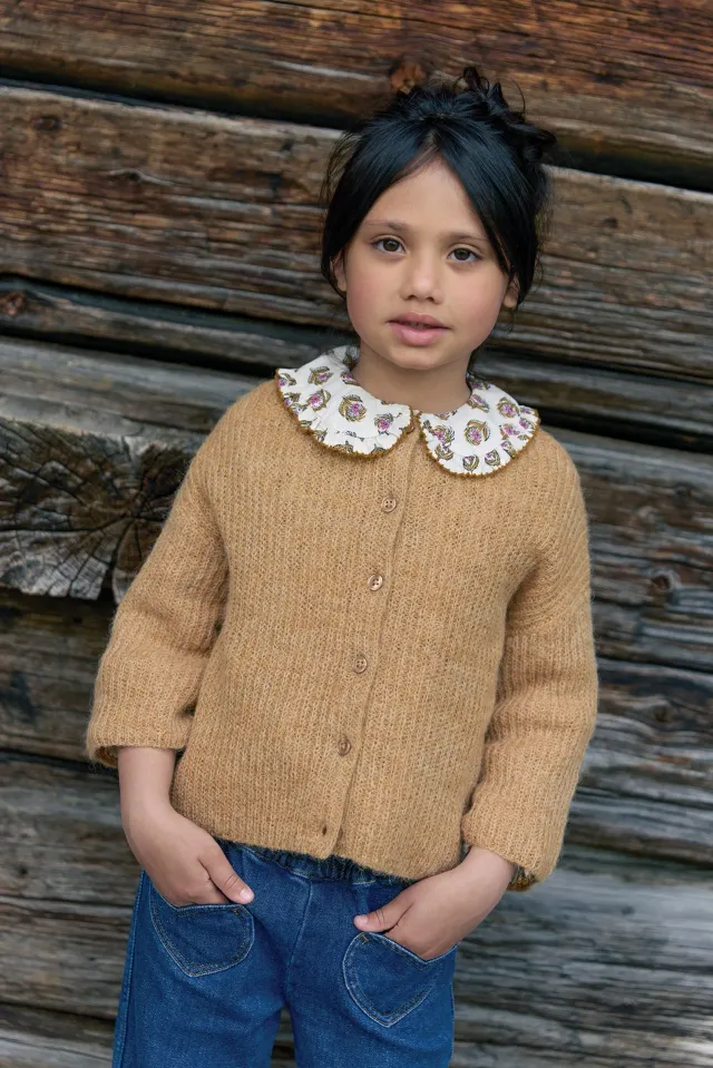 Bonton Lizbeth Barn cardigan brun ribstrik