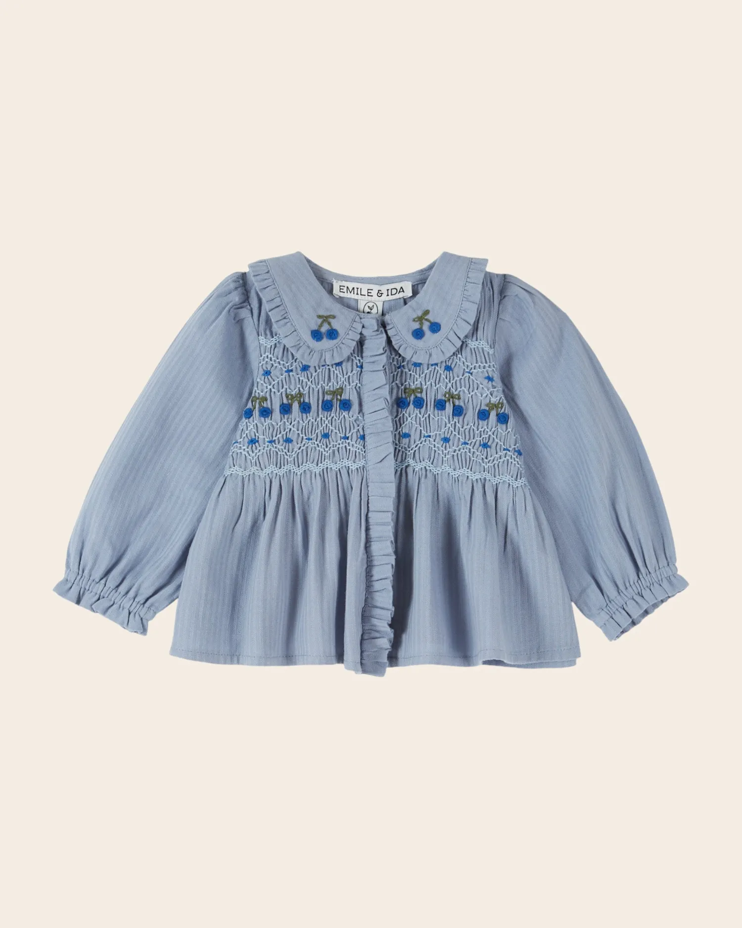 Emile et Ida Smockée cerises bluse blå