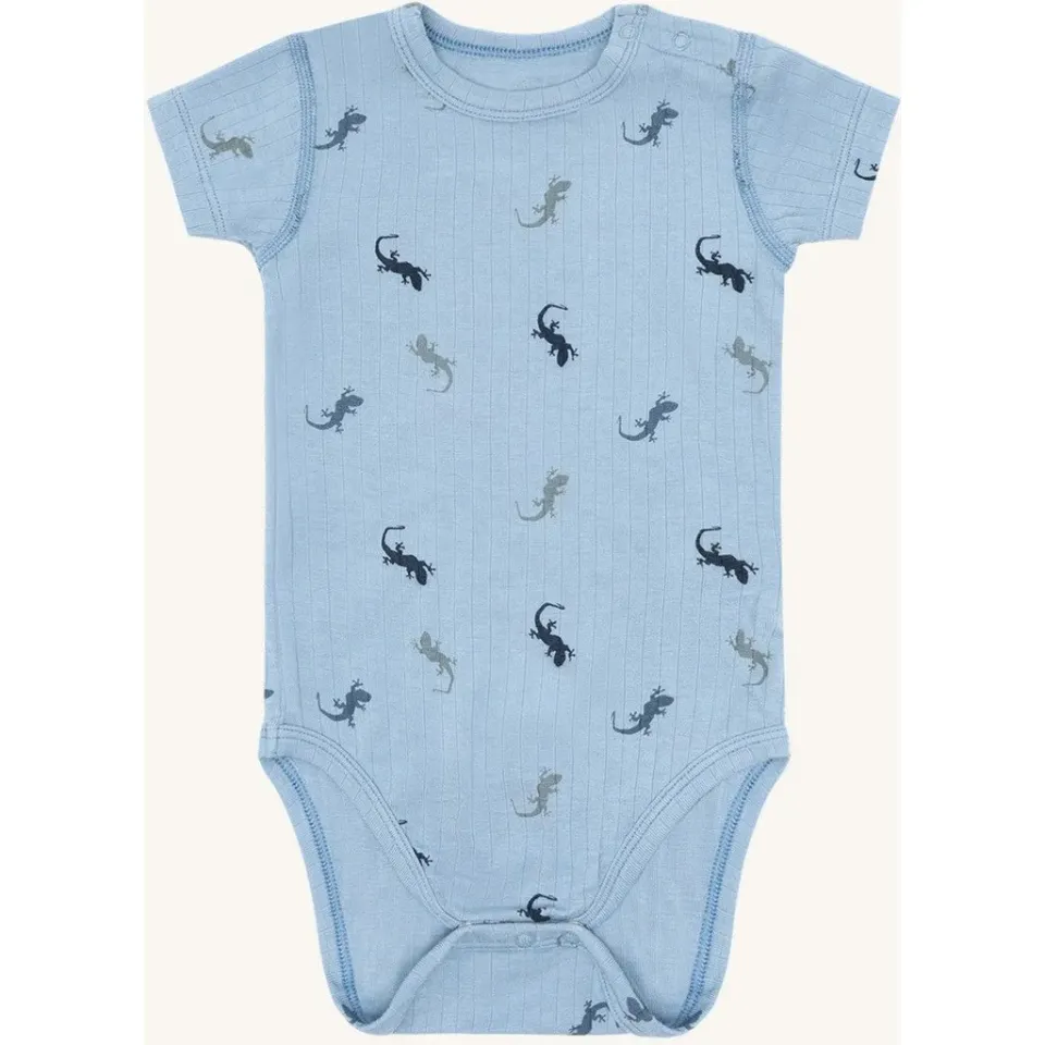 Hust & Claire HCBuller Lizards kortærmet body Light Blue bambus