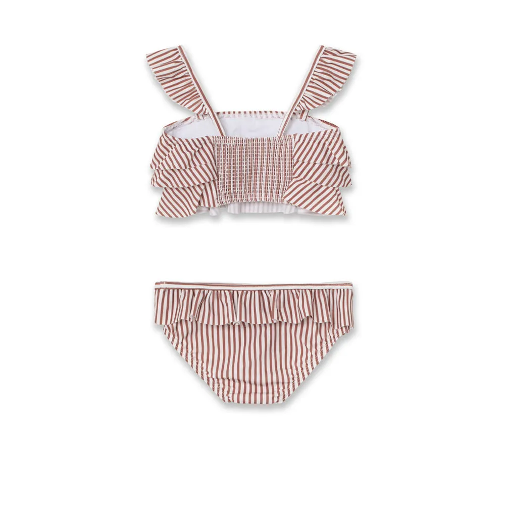 MINI A TURE Giulia bikini Acorn Brown Stripes UV50+