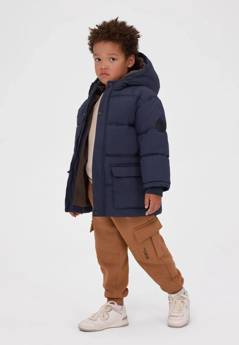 Minoti 45225 parka til drenge navy med teddyfoer