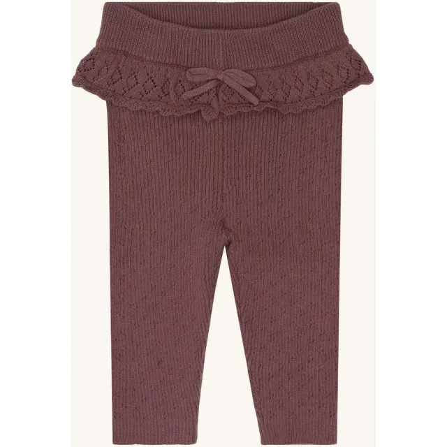 Hust & Claire HCLisa strikleggings Plum bomuld