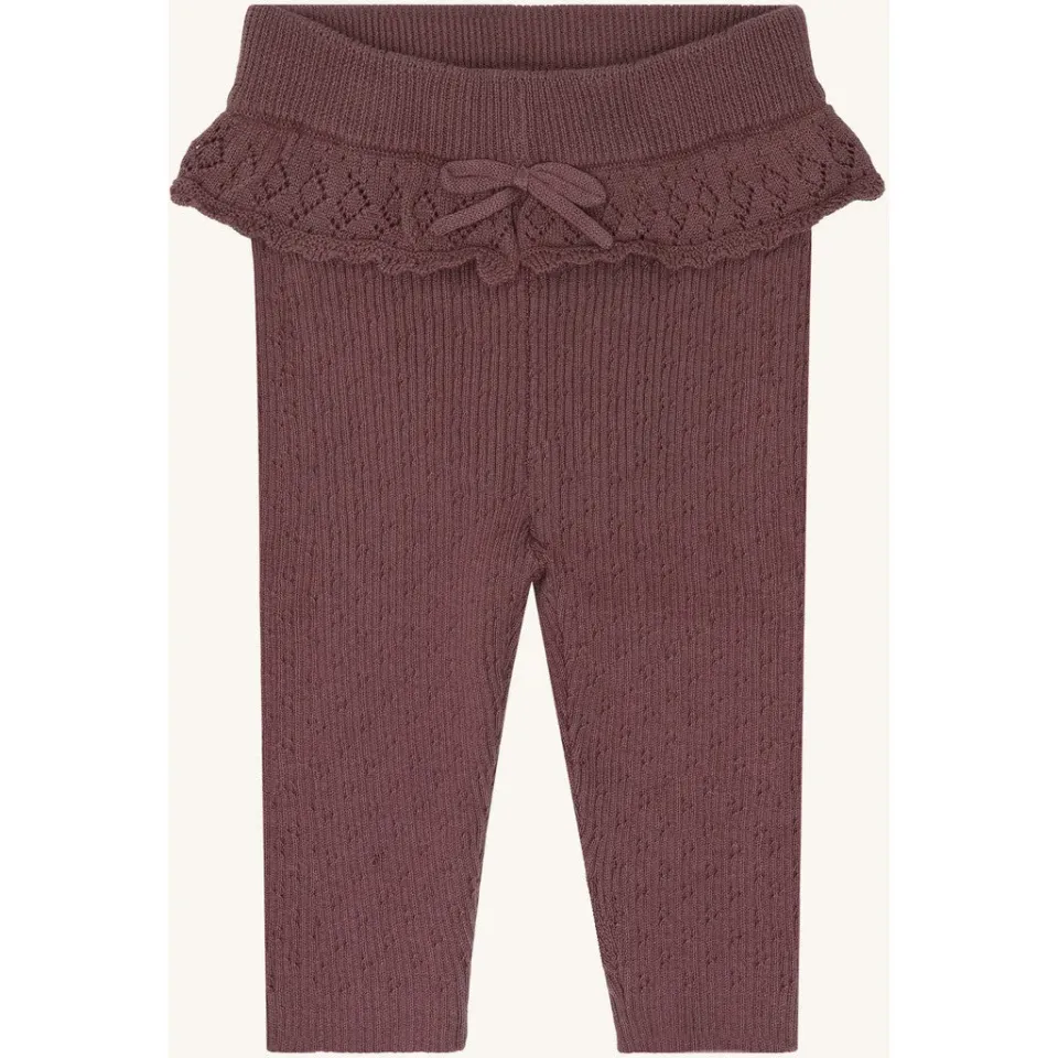 Hust & Claire HCLisa strikleggings Plum bomuld