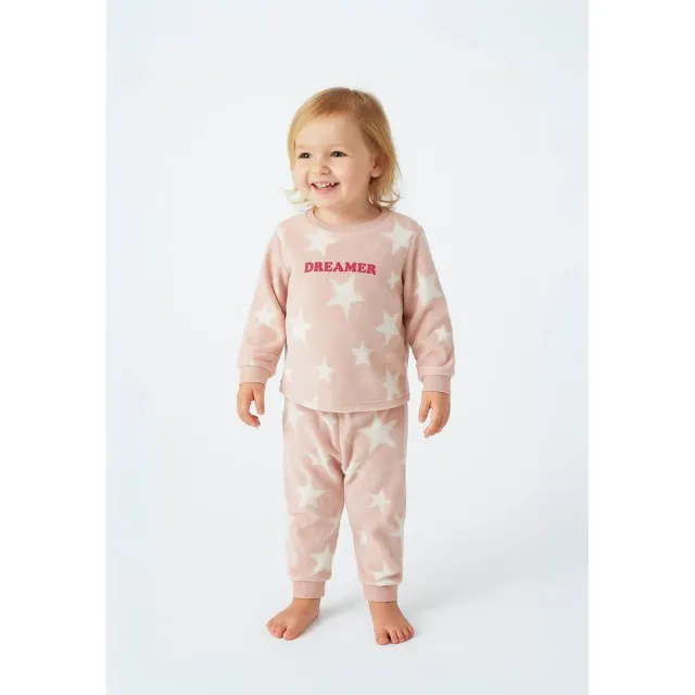 Minoti 41559 pyjamas fleece rosa stjerner