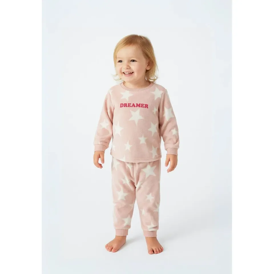 Minoti 41559 pyjamas fleece rosa stjerner