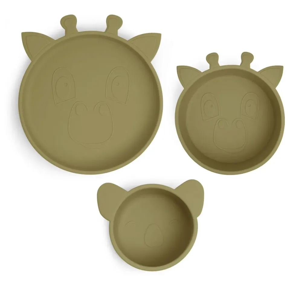 nuuroo Benni silikone servicesæt Olive green 3-pak