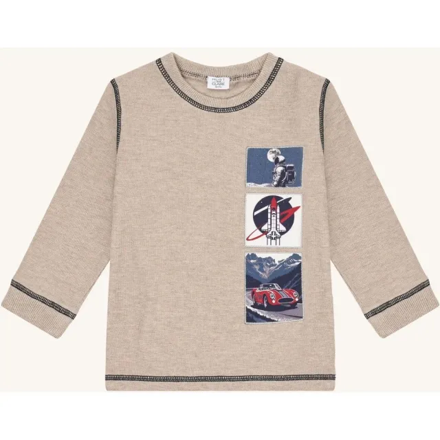 Hust & Claire Sune Space langærmet t-shirt Biscuit