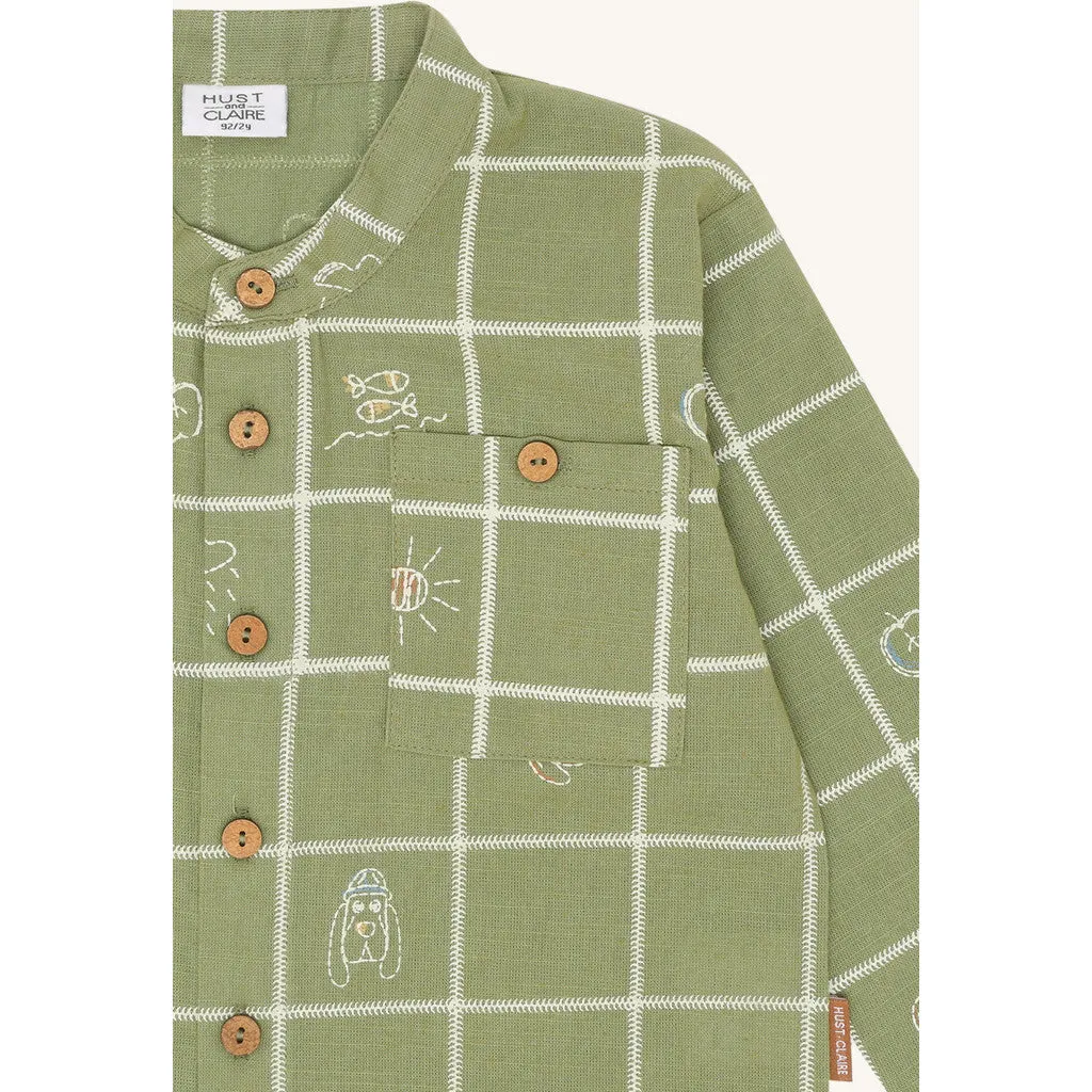Hust & Claire HCRasser Carpet skjorte Light Green bomuld