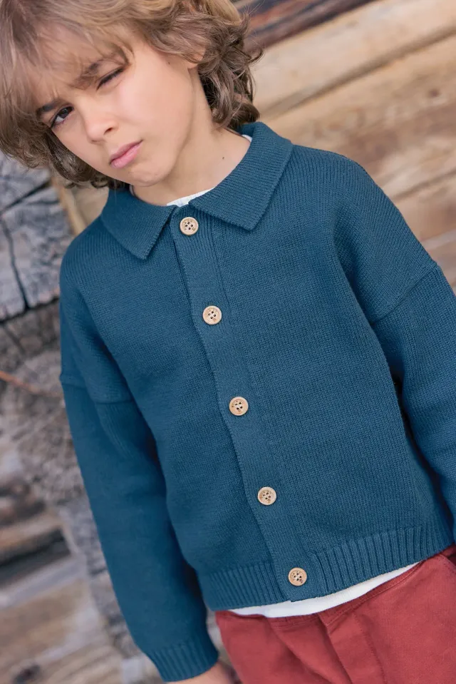 Bonton Lucien cardigan blue lake bomuld
