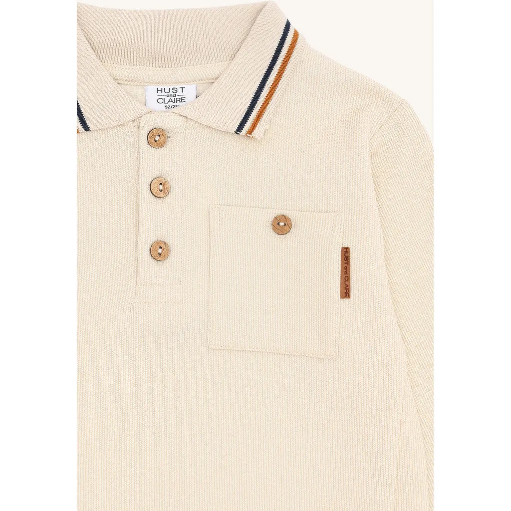 Hust & Claire Stevie polobluse Wheat Melange økologisk