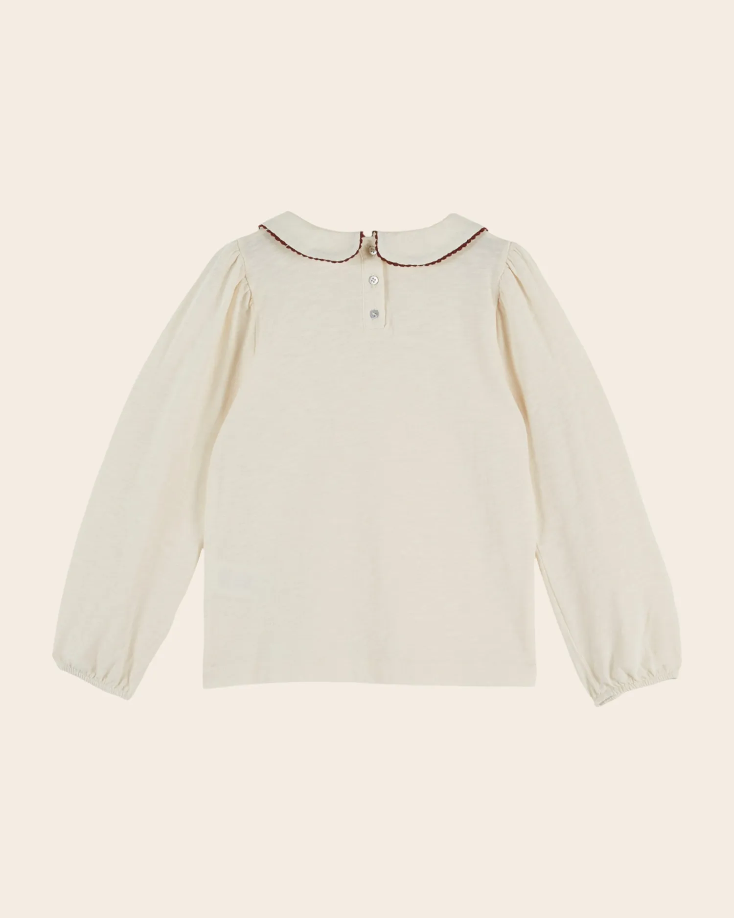 Emile et Ida piget-shirt ecru sløjfehals økologisk