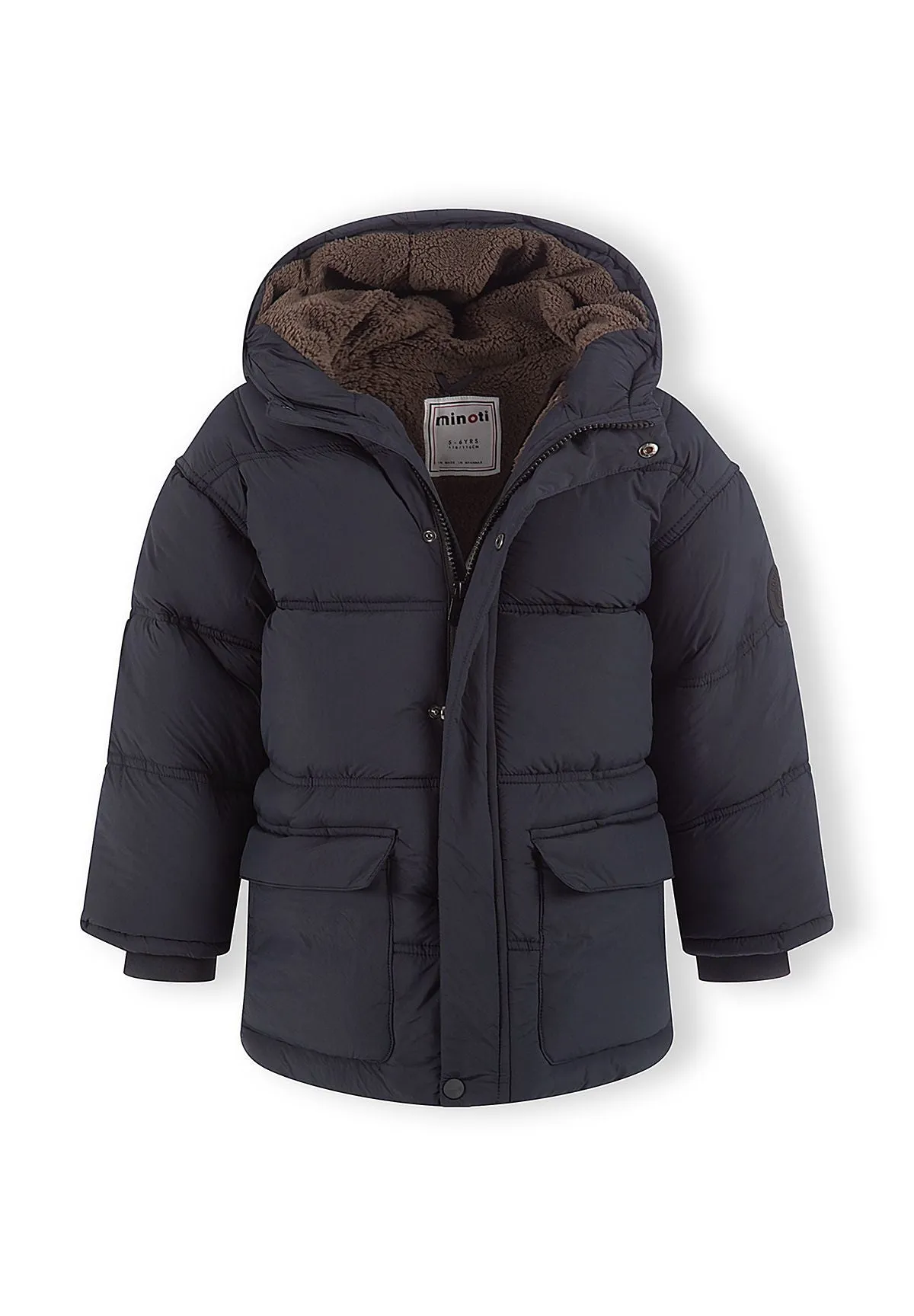 Minoti 45225 parka til drenge navy med teddyfoer
