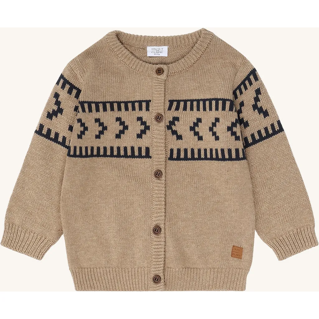 Hust & Claire Charli Knit Jacquard cardigan Biscuit økologisk