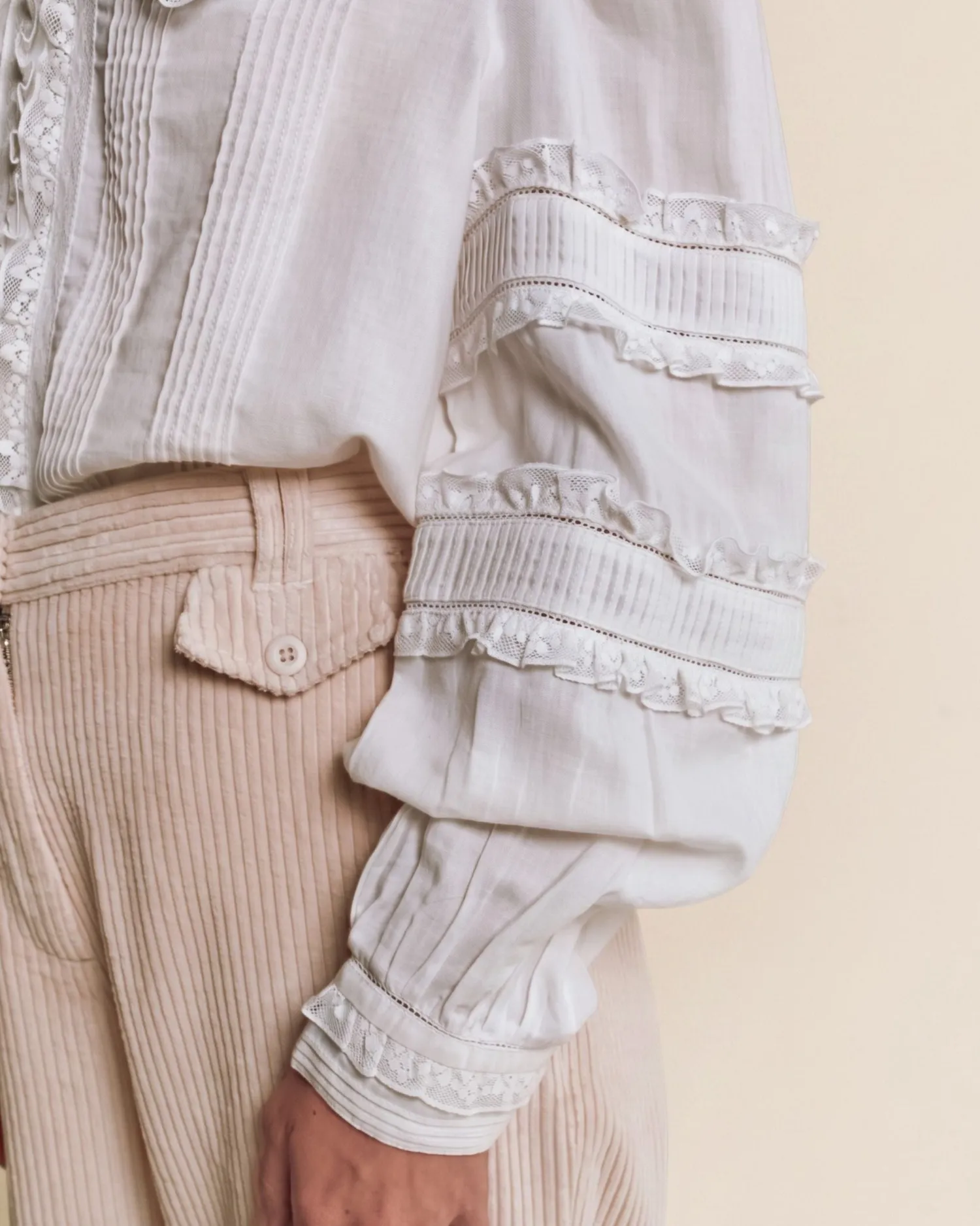 Emile et Ida Ecume bluse ecru blonde økobomuld