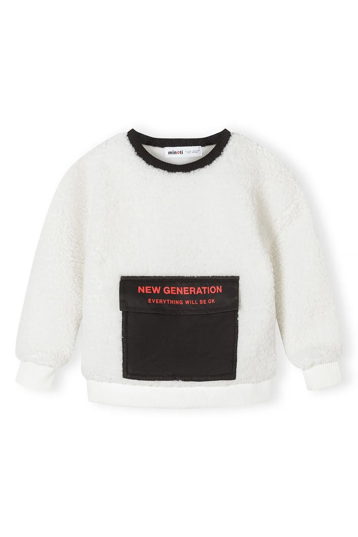 Minoti sweatshirt til drenge hvid teddyfleece