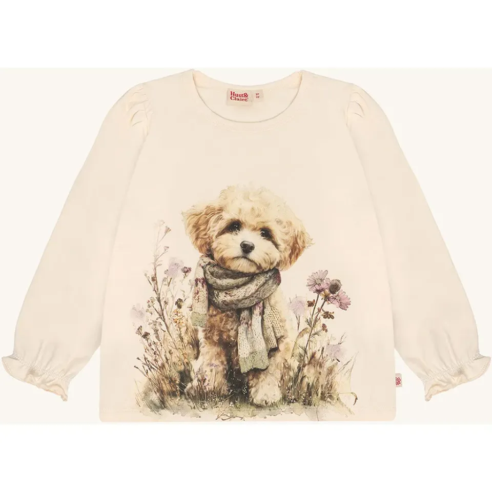Hust & Claire HCAlma Dog bluse Off White bomuld