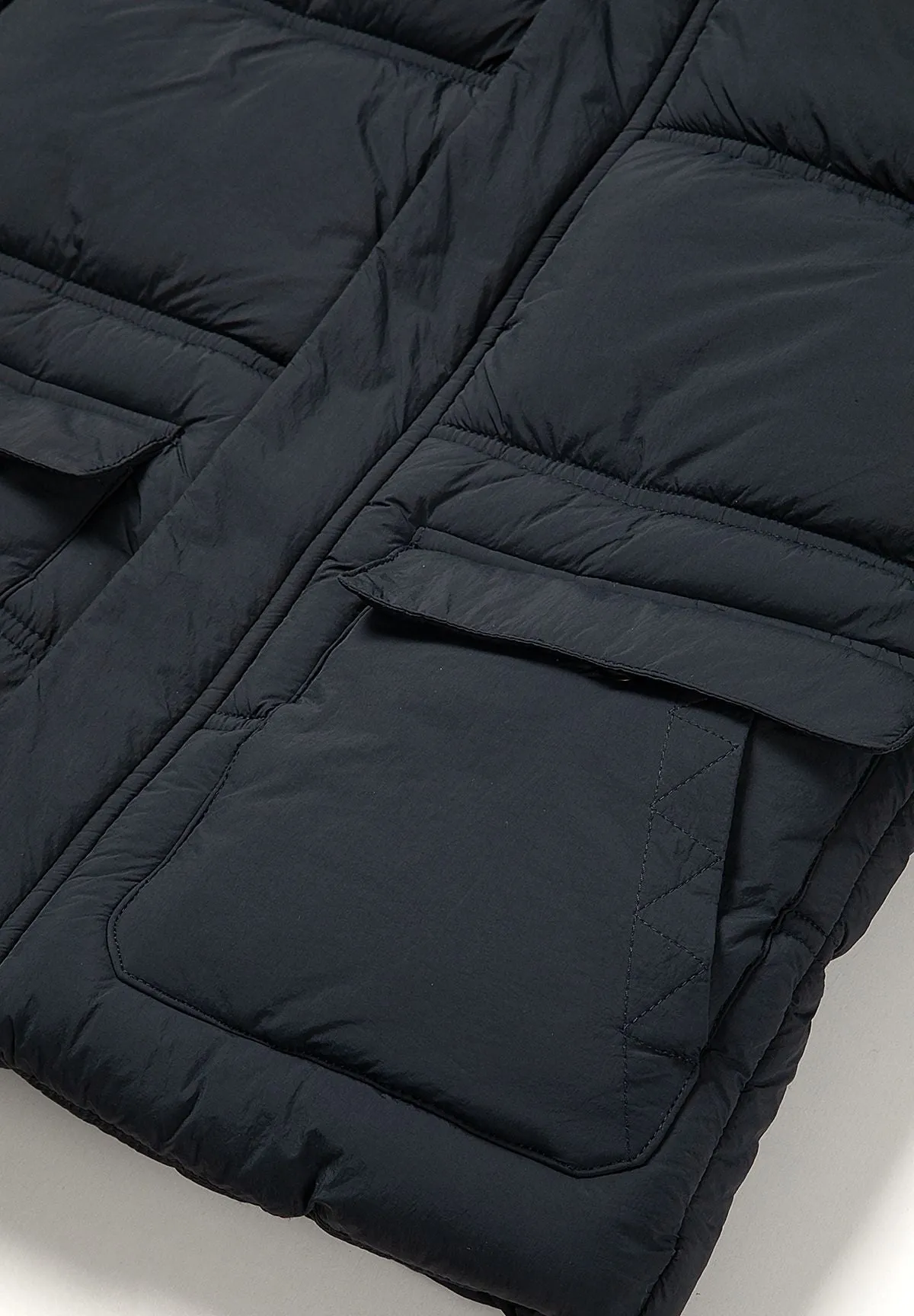 Minoti 45225 parka til drenge navy med teddyfoer