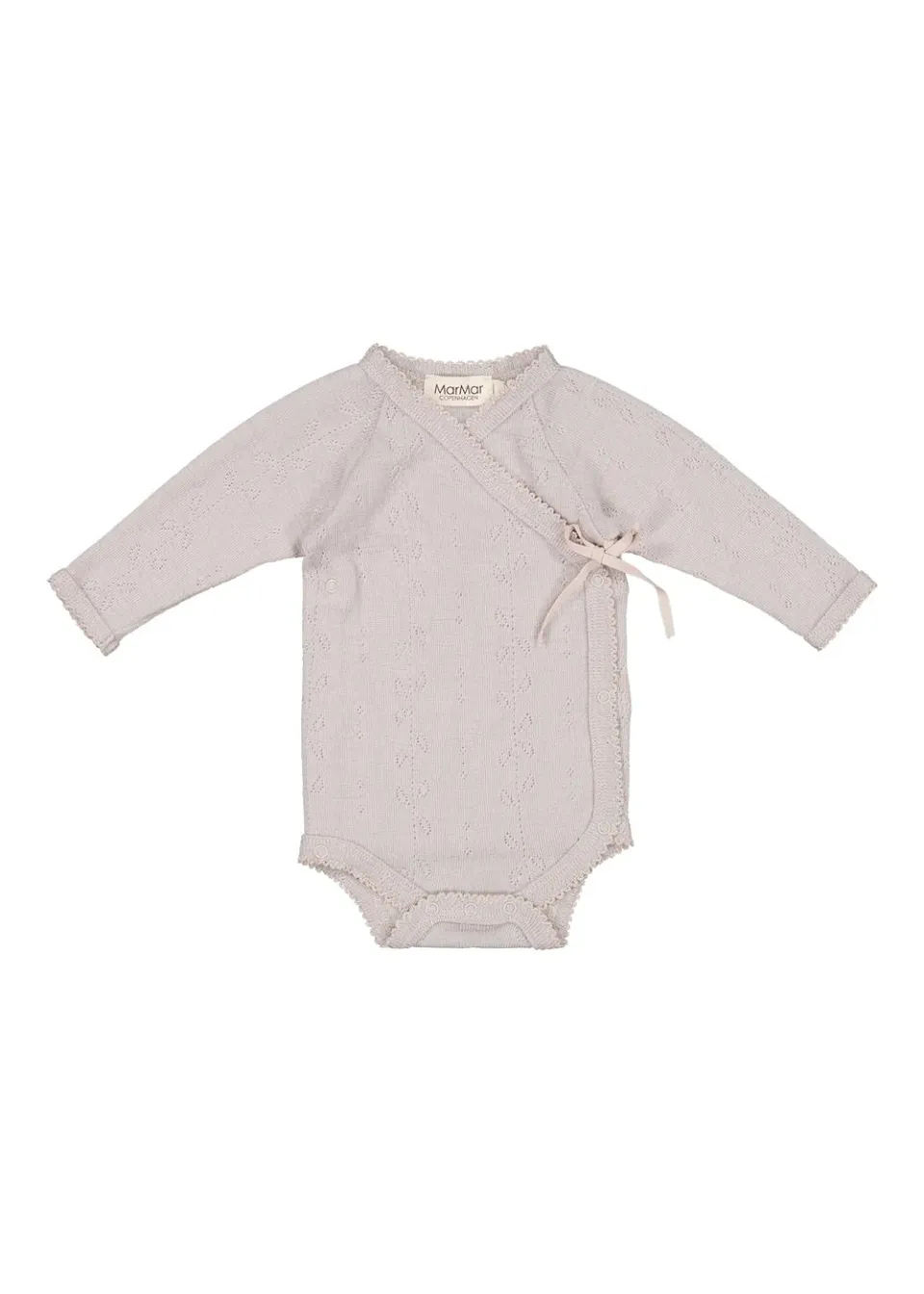 MarMar Tut Wrap LS uld pointelle bluse Soft Dove