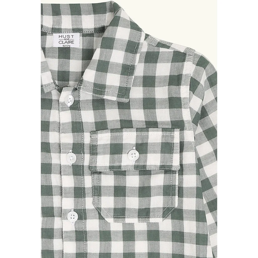 Hust & Claire HCRavn Muslin Check skjorte Balsam Green