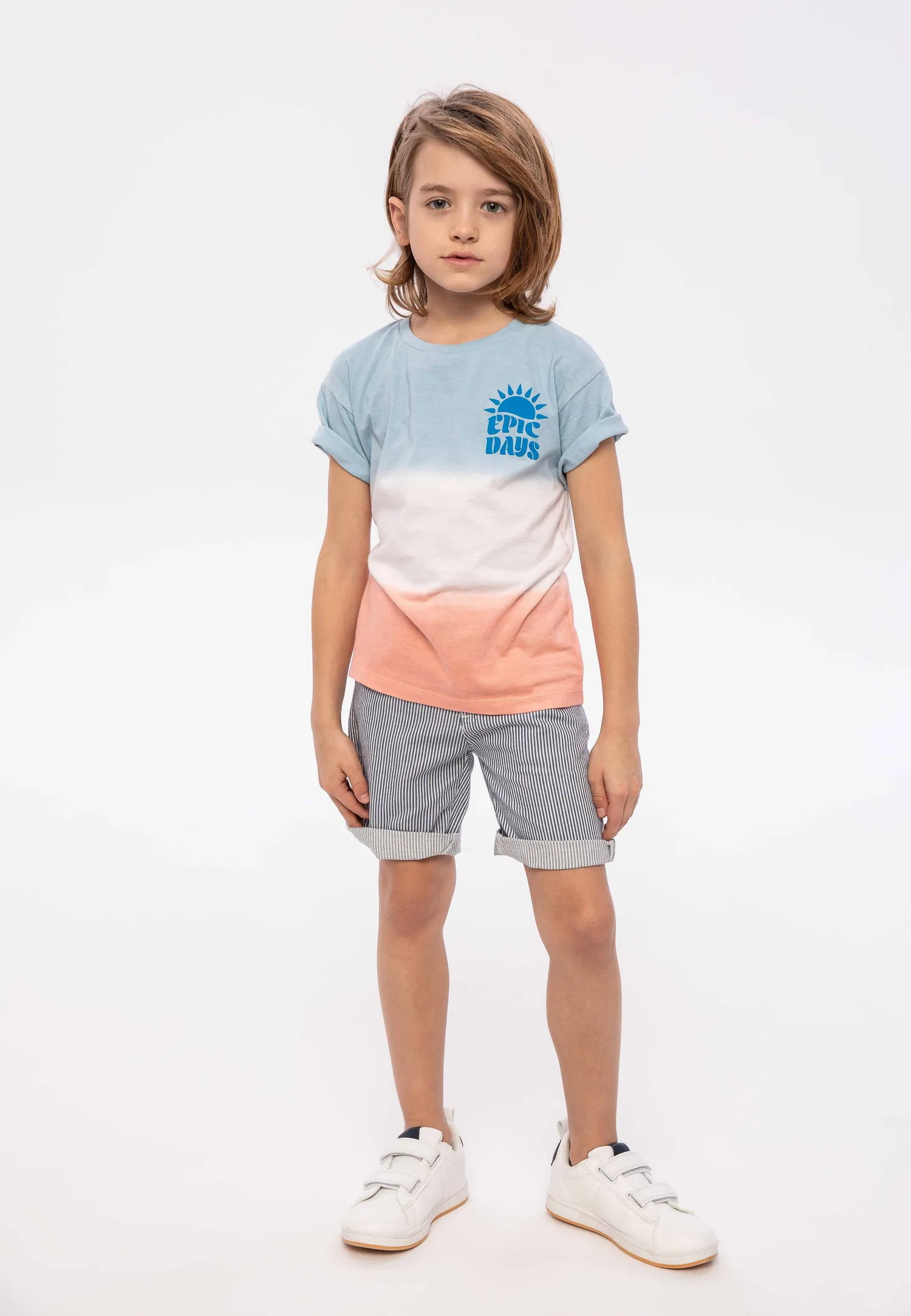 Minoti Epic Days T-shirt dip-dye blå koral 86-128